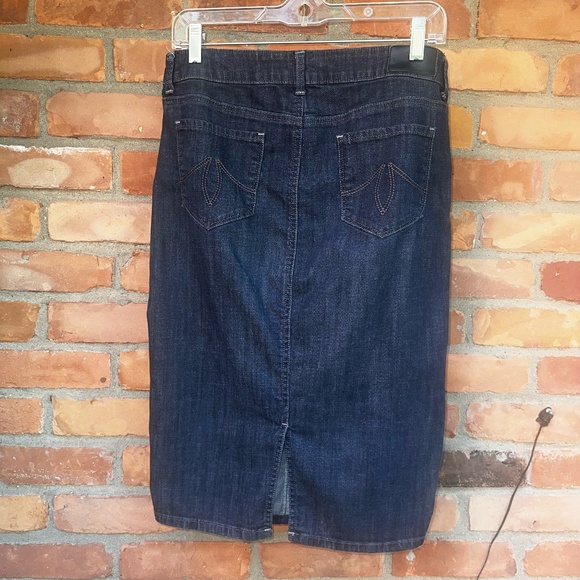 Level 99 Anthropologie Dark Blue Denim /Jean Pencil Skirt ~ Sz 28 - Picture 2 of 5